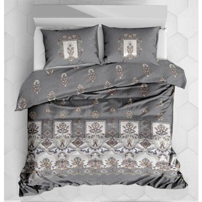 Batiq Rangoli Border 210 TC Double Bedsheet - King-Steel Grey-King